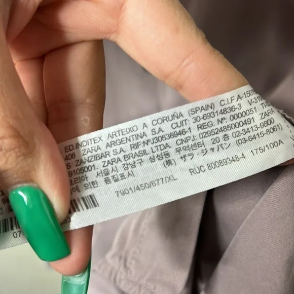 341 - Zara NWOT Lavender Long Sleeve Button Down Size XL - Picture 5 of 8